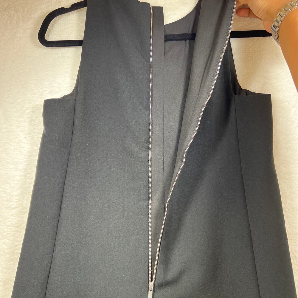 Banana Republic Black Sleeveless Exposed Zipper Tiered Lattice Hemline Womens 0 - Picture 8 of 12
